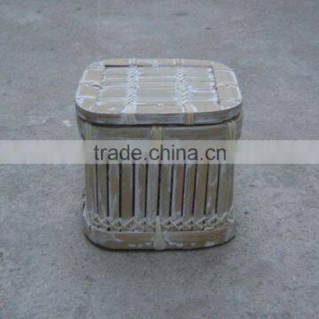 Natural line bamboo storage basket with white washing