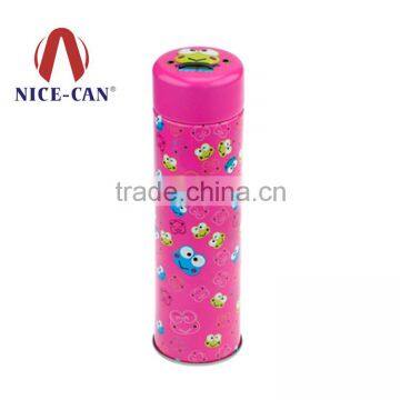 Pink Roundcylinder tin box tall round tin box