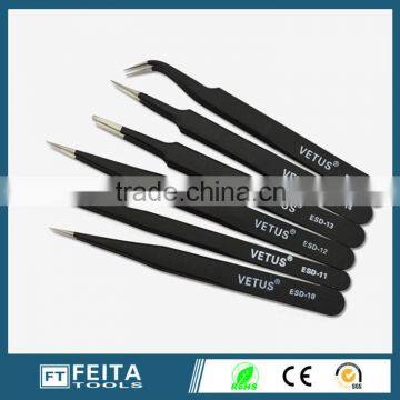 vetus stainless steel eyelash extension esd black tweezers