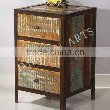 ANTIQUE LOOK IRON WOOD DRAWER CHEST, FOR HOME FURNITURE photo-2