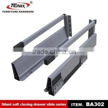 86mm silent soft closing drawer slide with square tube