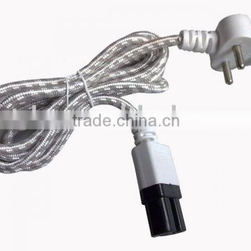 Textile and cotton braided power cord