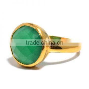 The Gopali Jewellers Green Onyx Gemstones Ring 925 Sold Sterling Silver Ring Designer Prong Ring