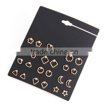 Wholesale fashion cheap hollow heart moon geometry gold earring sets