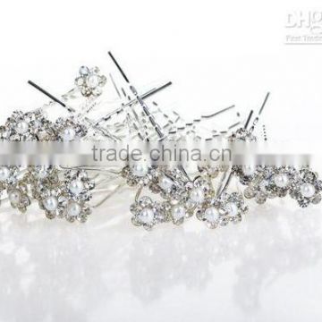 Wedding Bridal Pearl Hair Pins Flower Crystal