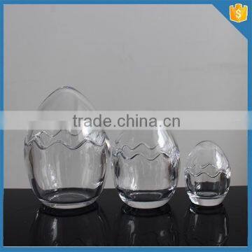 Egg shape wholesale glass candle jars with lids