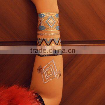 Turquoise Flash Tattoo Metallic Temporary Gold Silver Tattoos Sticker