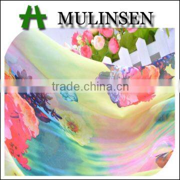 Shaoxing textile 75D bright flower printed chiffon fabric 2016