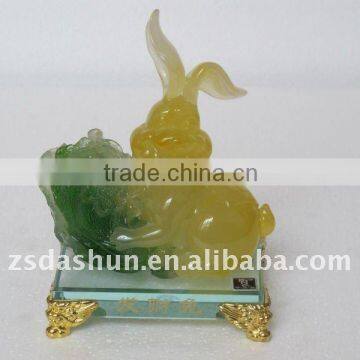 Resin craft new design for make a fortune lucky rabbit polyresin animal craft for home office decor idea
