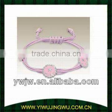 pink cord leather friend bracelet with diamond