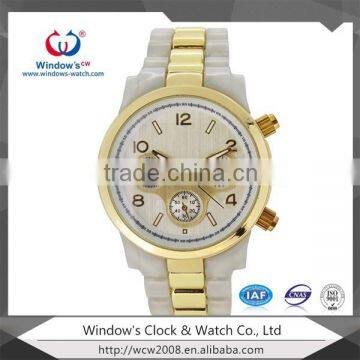 Two tone plastic mixed fashion lady watch