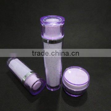 Plastic Cosmetic Packaging, Drum Shaped Acrylic Cream Jar and Cylindrical Lotion Bottle