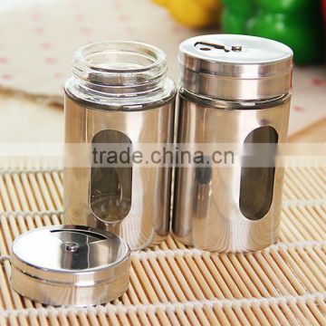 High quality Glass bottles with stainless steel coating Spice & Pepper Shakers/spice container / glass salt and pepper shakers                        
                                                Quality Choice