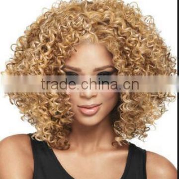 High Quality Short Curly Blonde Mongolian Hair Kinky Curly Synthetic Hair