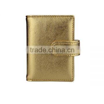 Wholesale price lightweight snap closure soft gold bookfolio card holders factory price