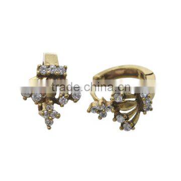100 pairs CZ mirco pave crown earrings clip on high quality jewelry accessories brass earrings 13.9*1.4mm