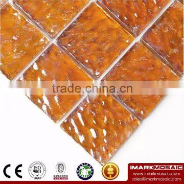 IMARK Iridescent Orange Color Square Glass Recycle Glass Mosaic Swimming Pool Tiles