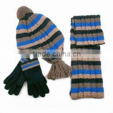 cable knitted hat scarf gloves set