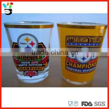 Promotion OEM Decal Print Shot Glass With Gold Rim