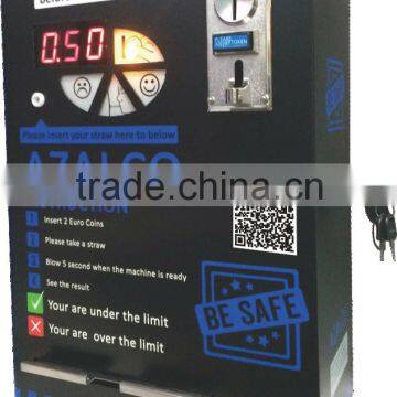 Coin acceptor wall mount smart breathalyzer vending machine