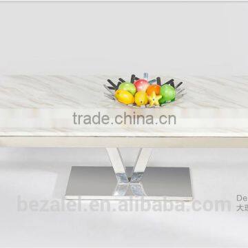 Glass Top Stainless Steel V-shape Foot Tea Table
