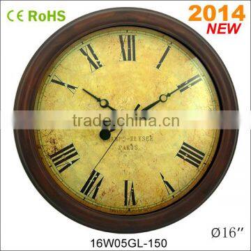 2015 wall hanging retro style wood framed antique clock (16W05GL-150)