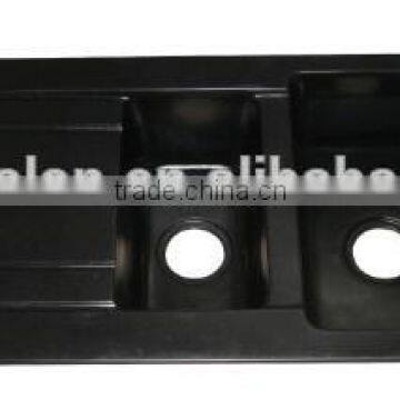 High Quality Hot Sale Black Acrylic Solid Surface Resin Stone Kitchen Sink,solid Surface Double Bowl Kitchen Sink photo-2