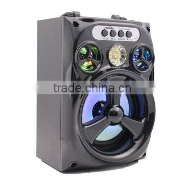New Launch Portable Wooden Karaoke Bluetooth Speaker With Wireless Microphone and Guitar Input