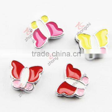 Enameled metal butterfly slider charm