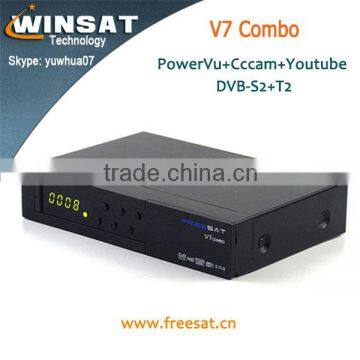 Nice price 1080P full HD digital satellite receiver freesat V7 combo dvb-S2+T2 with CAS support Youtube and Youporn