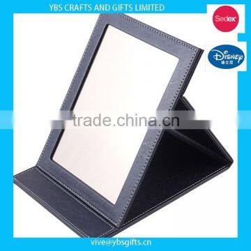 High class foldable travel leather mirror