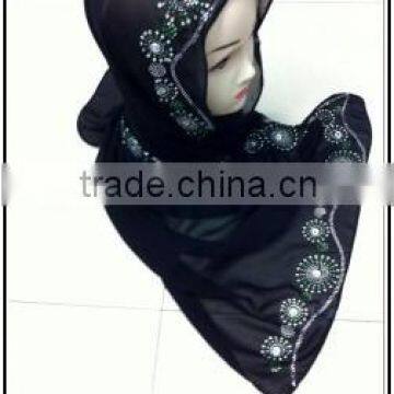 Black Super Long Chiffon Muslim Ladies Turbans