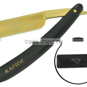 golden stainless steel barber straight razor straight razor gold coating for rust proofing