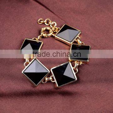 China Wholesale Big Square Resin Diamond Gold Bracelet Model photo-2