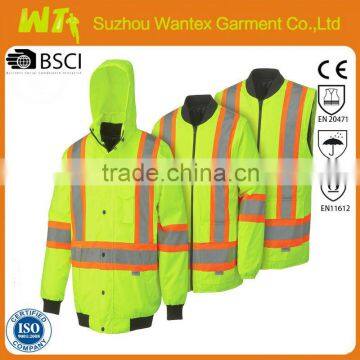 Hi vis 7 in 1 flourescent Flame retardant and Anti-static yellow reflective jacket