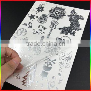 Custom flash silver tattoos temporary tatoos/Silver Metallic Temporary Tattoo