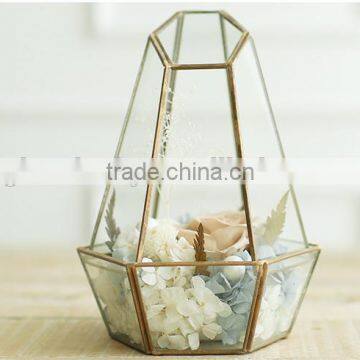 Geometric indoor plant glass terrarium wholesale container for home decor handicraft