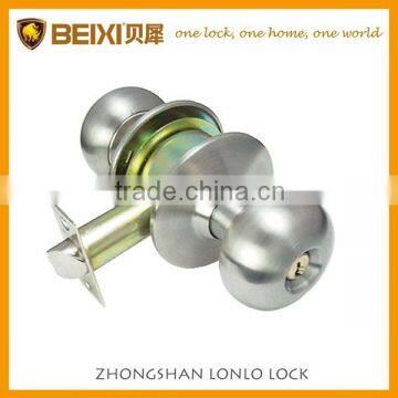 201SS Best seller stainless steel finish cylindrical button keyed door knob ball lock