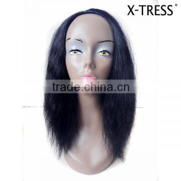 18inch black color super wave 100% high tempreture fibre half wig 180gLatest OEM quality indian remy hair wig 2016