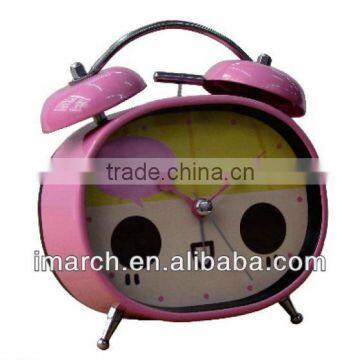 pink twin bell clock,table clock,cartoon clock