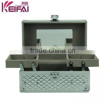 China Manufacturers Double Layer Silver Check Jewerly Box With 2 Tray