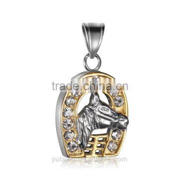 Jingli Jewelry Horse Head Pendant 316L Stainless Steel Diamond-encrusted Horseshoe Pendant(GH-016)