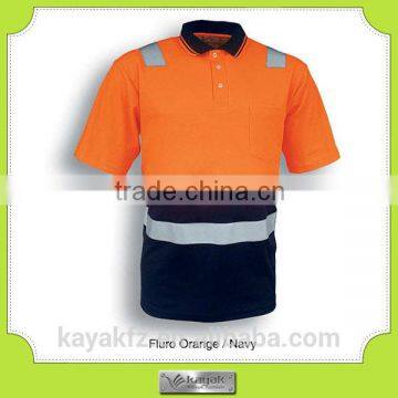 custom orange men's work high visible reflective safety polo shirt