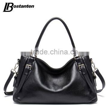 black travel genuine leather women shoulder sling bag hobo tote bag