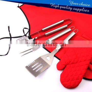 4PCS BBQ Grill Tools Set With Apron