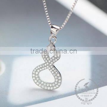 925 Sterling Silver Hollow 8 Necklace Fashion Women Necklace Supplies 6360447 photo-2