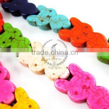 1 String 15inch 15x28mm Vintage Mix Color Dyed Turquoise Kawaii Rabbits Unique Beads 3010018 photo-3