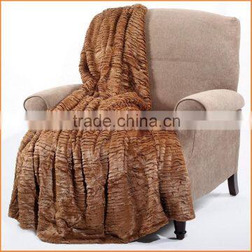 New Fashion Air Brushed Faux Fur Bed Couch Cover Throw Blanket, 60 by 70"