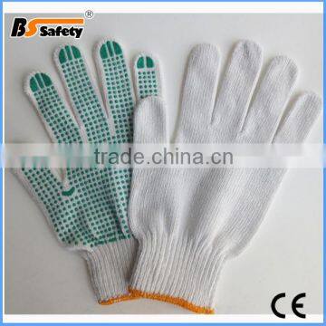 BSSAFETY cheap work pvc dotted cotton hand gloves