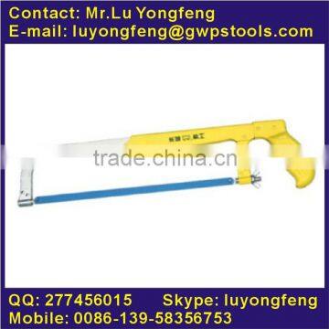 Hacksaw frame with painted handle and stainless steel frame